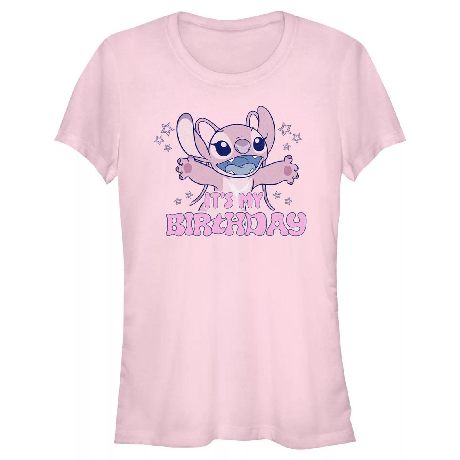 Disney's Lilo & Stitch Angel It's My Birthday Juniors' Fitted Graphic Tee, Girl's, Size: XS, Light Pink | Kohl's