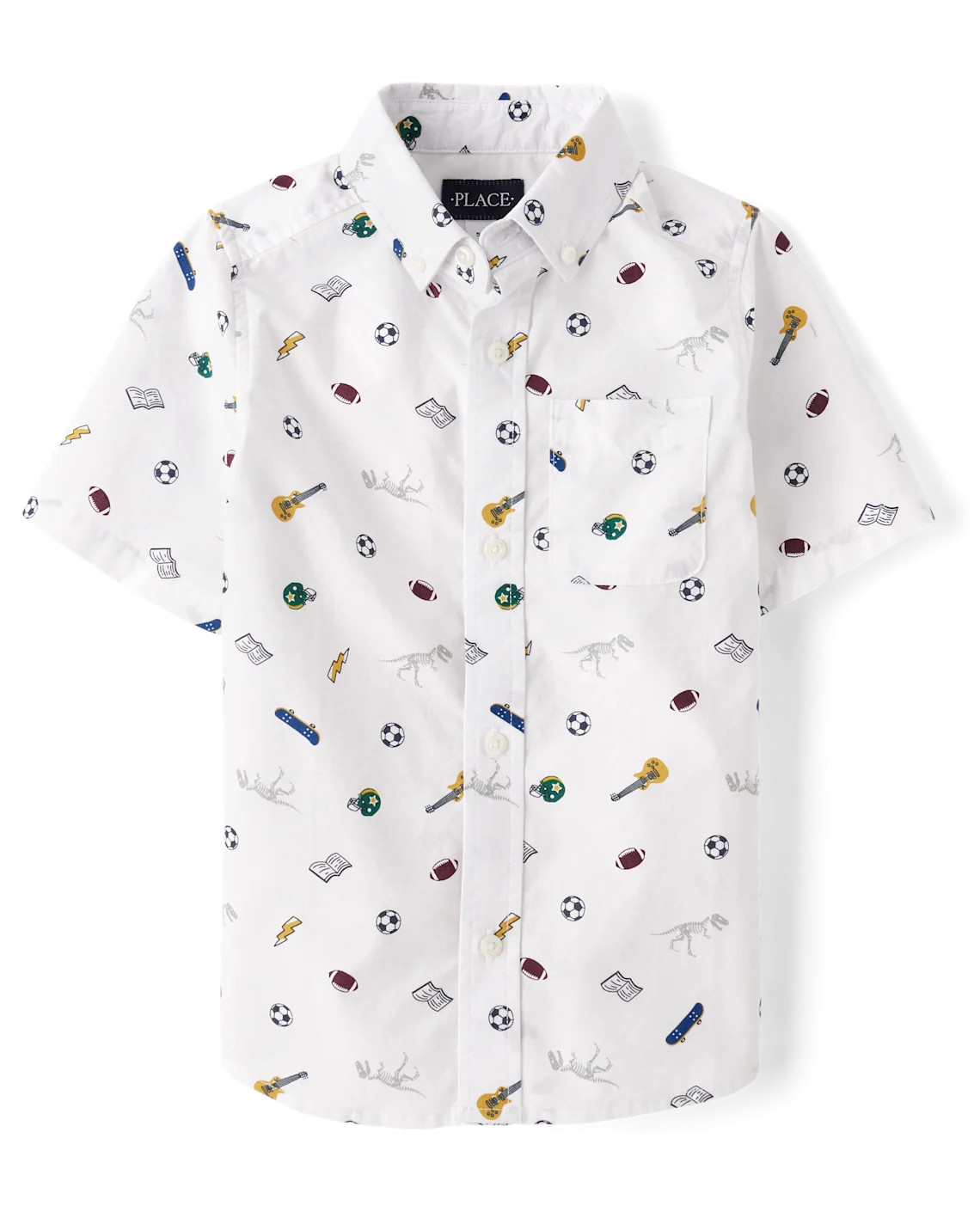 Boys Doodle Poplin Button Up Shirt - white | The Children's Place