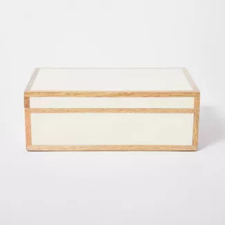 10" x 6.5" Decorative Wood Edge Trim Box with Resin Inlay Ivory - Threshold™ designed with Stud... | Target