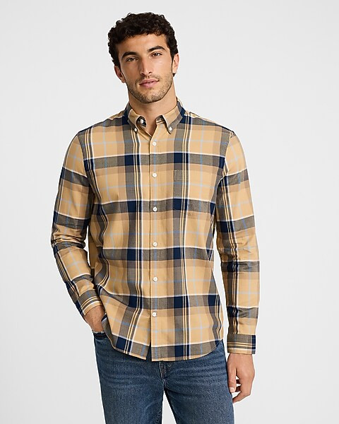 Large Plaid Cotton Soft Wash Shirt | Express