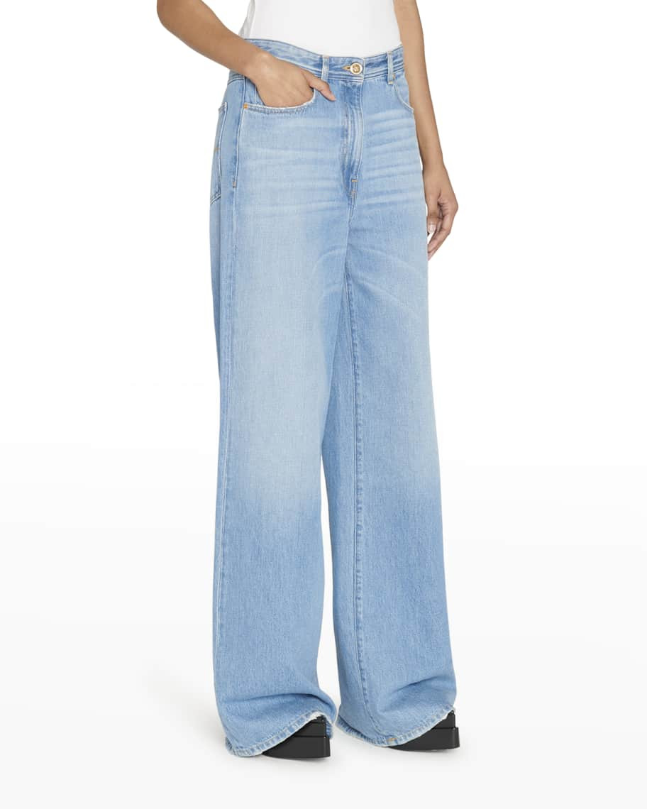 Versace Wide-Leg Denim Pants | Neiman Marcus