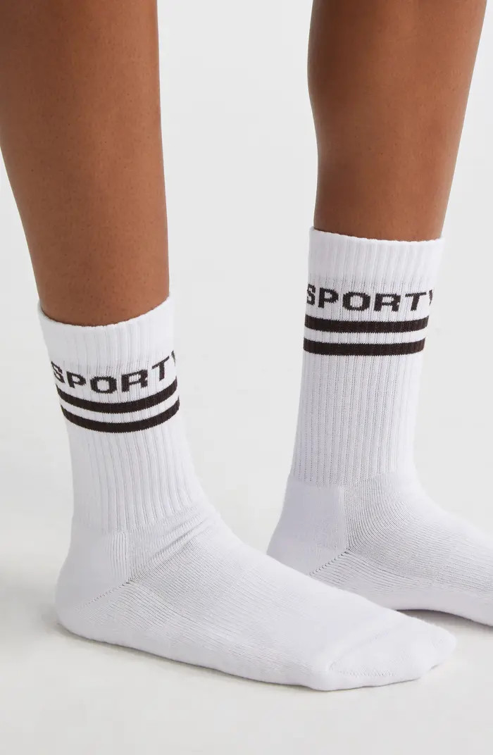 Sporty & Rich Logo Cotton Blend Crew Socks | Nordstrom | Nordstrom