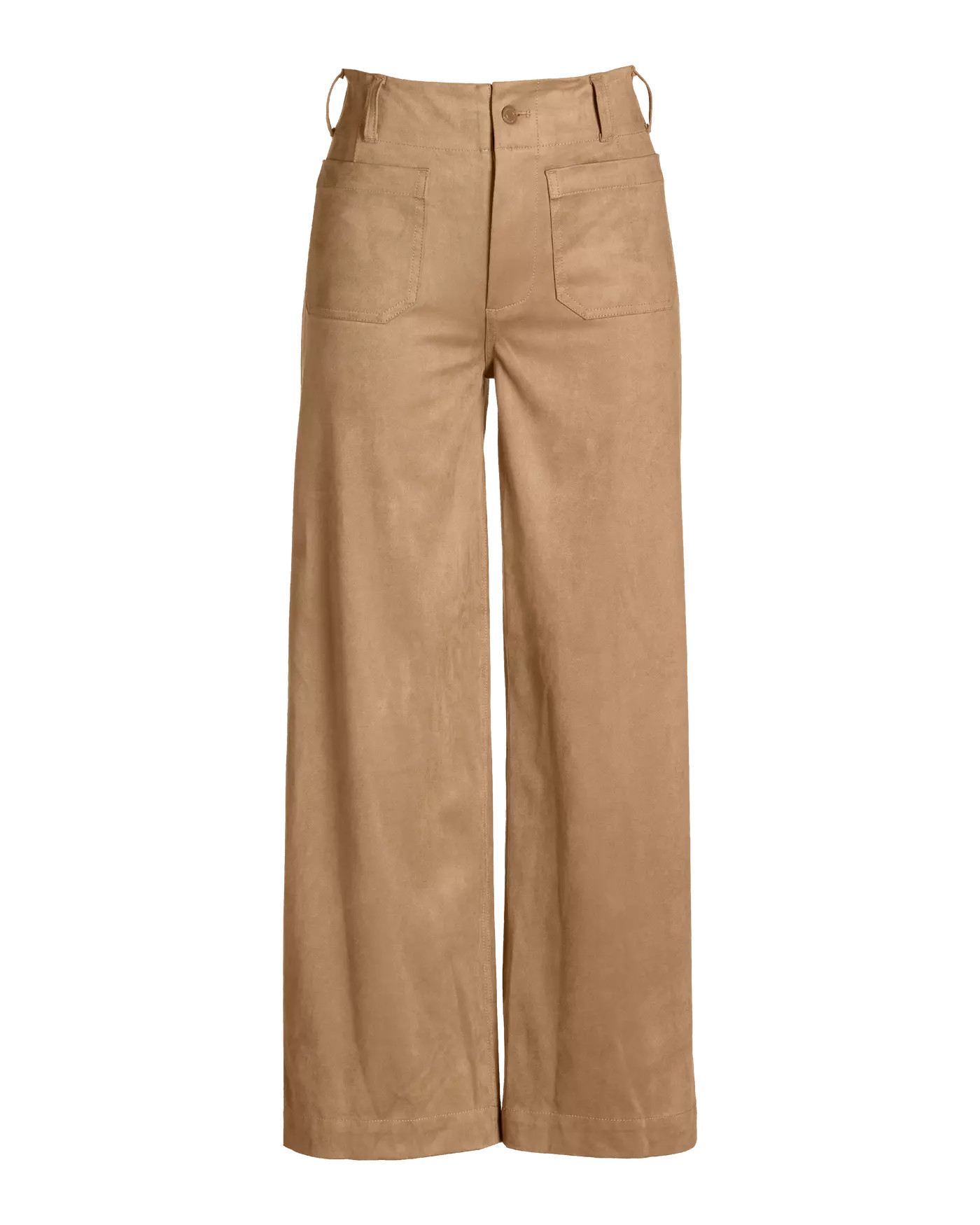 Faux Suede Patch Pocket Wide Leg Ankle Pant - Tan | Boston Proper | Boston Proper