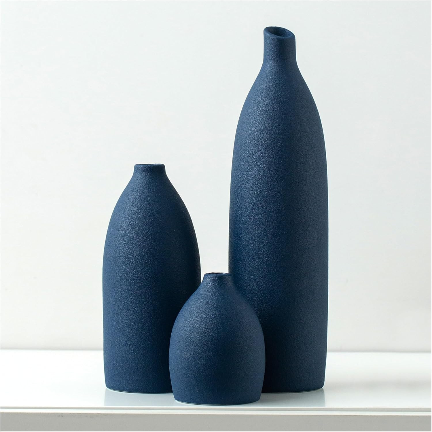 Mdaolv Matte Blue Vase Set Navy Blue Decor Coastal Decor Vases for Kitchen Island Living Room Off... | Amazon (US)