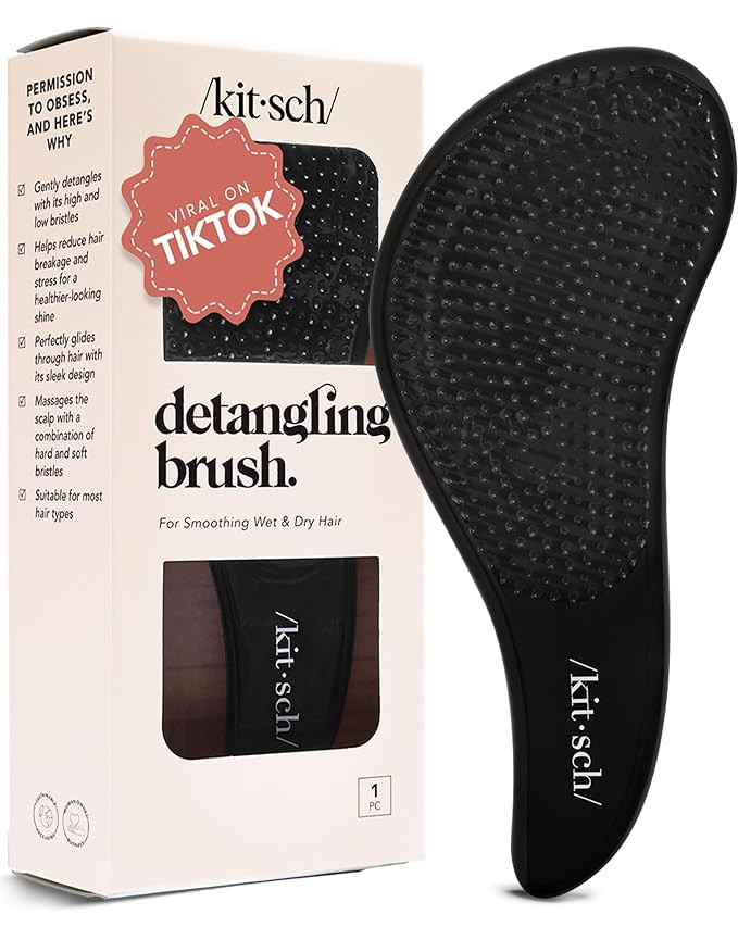 Kitsch Detangle Brush – Gentle Curly Hair Brush All Hair Types - Black | Amazon (US)