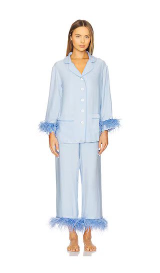 Party Pajama Set with Double Feathers in Blue | Revolve Clothing (Global)