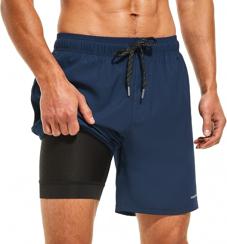 HODOSPORTS Mens Swimsuit Trunks 7" Quick-Dry Swim Shorts with Compression Liner and Zipper Pocket... | Amazon (US)