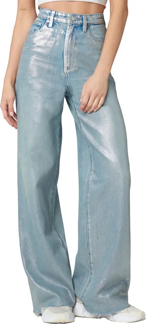 High Waist Metallic Coated Wide Leg Jeans | Nordstrom