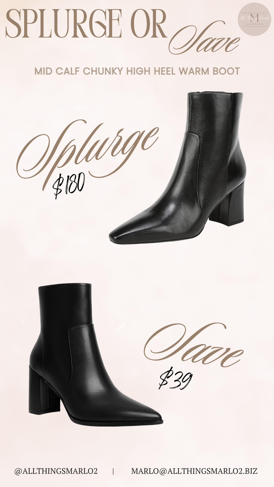 Mid Calf Chunky High Heel Warm Boot 

 #LTKSeasonal #LTKWorkwear #LTKTravel
