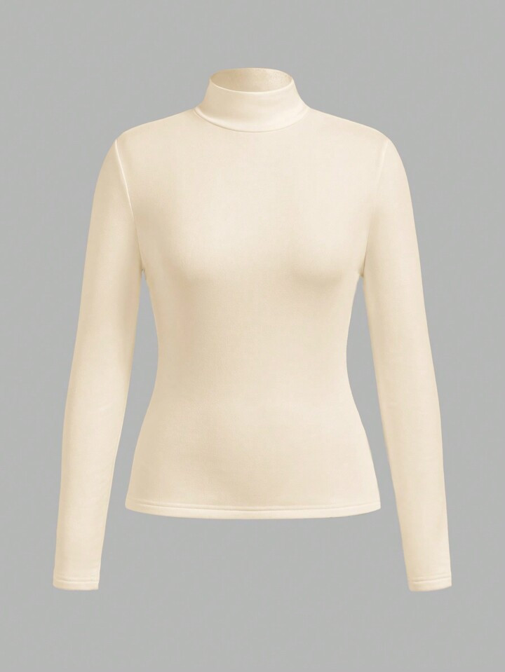 SHEIN BASICS Basic Turtleneck Slim Long Sleeve Solid Color Women's Top For Fall And Winter, Upgra... | SHEIN
