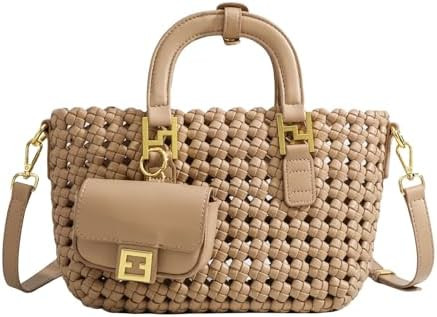 Coutgo Womens Raffia Slide Sandals Chunky Block Heeled Square Open Toe Metal Chain Slip on Mules Dressy Shoes | Amazon (US)