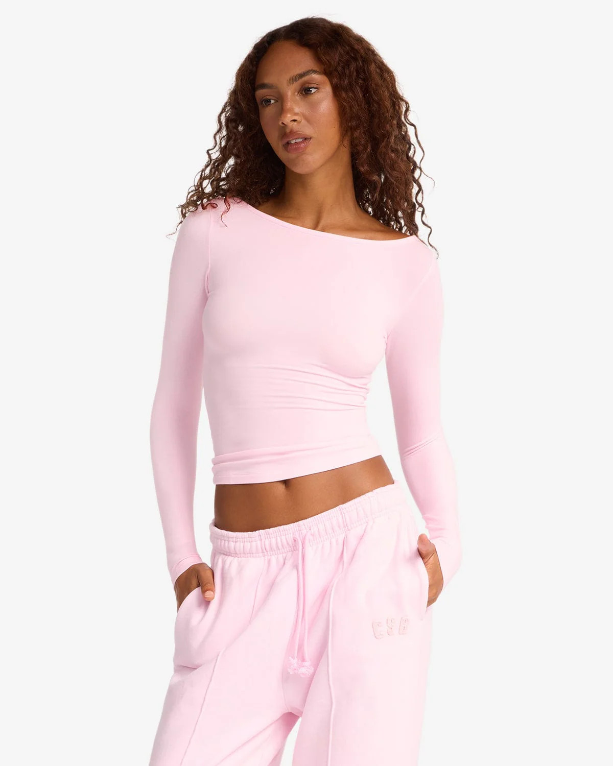 Boat Neck Long Sleeve Top | Blossom | Crop Shop Boutique US