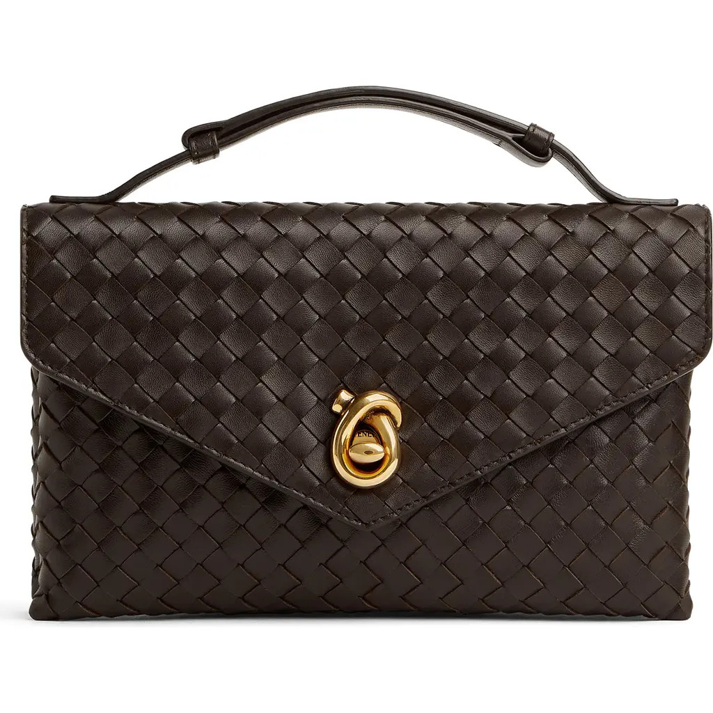 Bottega Veneta Knot Lock Intrecciato Leather Shoulder Bag in 2190 Fondant-M Brass at Nordstrom | Nordstrom