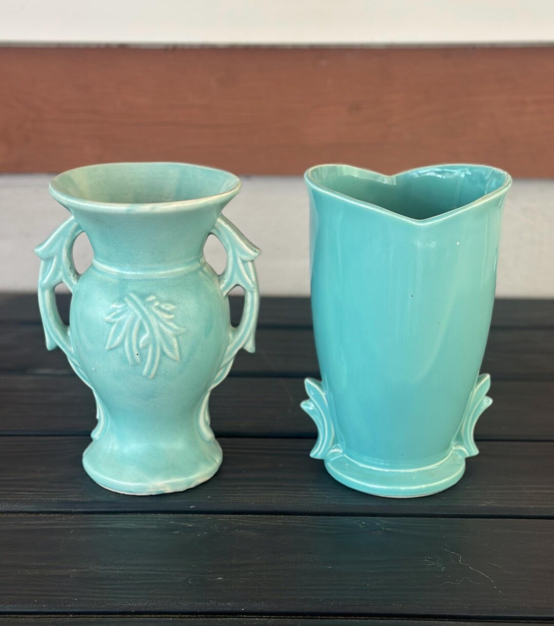 Vintage Mccoy Pottery 9” Teal Blue Vases - Etsy | Etsy (US)
