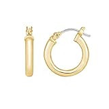 Amazon Essentials 14K Gold Plated Full Round Small Hoop Earrings, 15mm, Yellow Gold | Amazon (US)