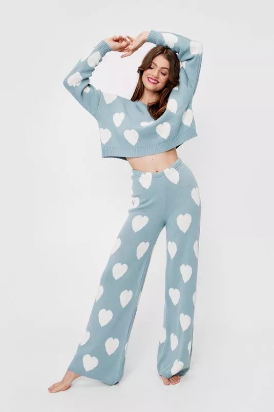 Knitted Heart Sweater and Pants Lounge Set | Nasty Gal (US)