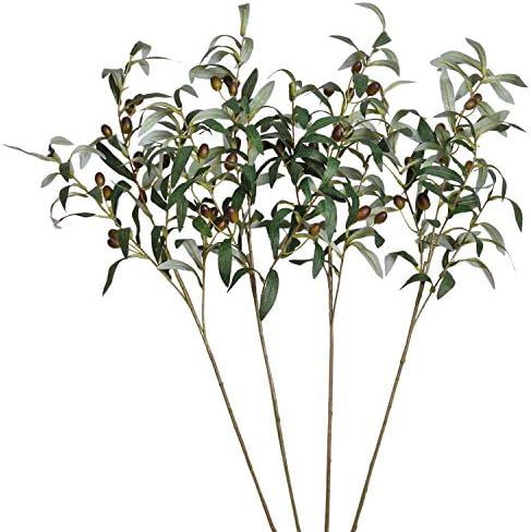 SHACOS Artificial Olive Branches with Fruits Set of 4 Fake Greenery Branches 28 inch Long Olive S... | Amazon (US)