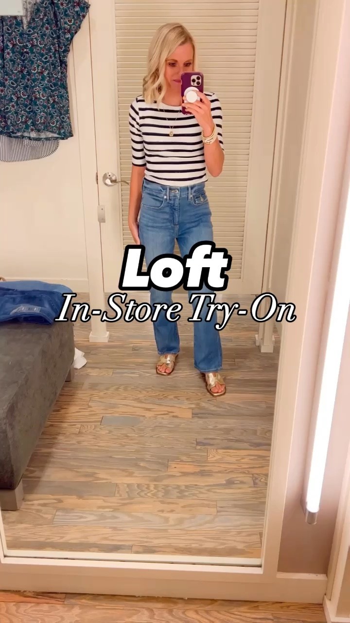 Loft in-store try-on! Jeans are currently on sale for $49!! I am in between sizes at Loft in pants, but I felt more comfortable going down a size. Tops all fit TTS and are in regular fit. 

#LTKStyleTip #LTKSaleAlert #LTKFindsUnder100