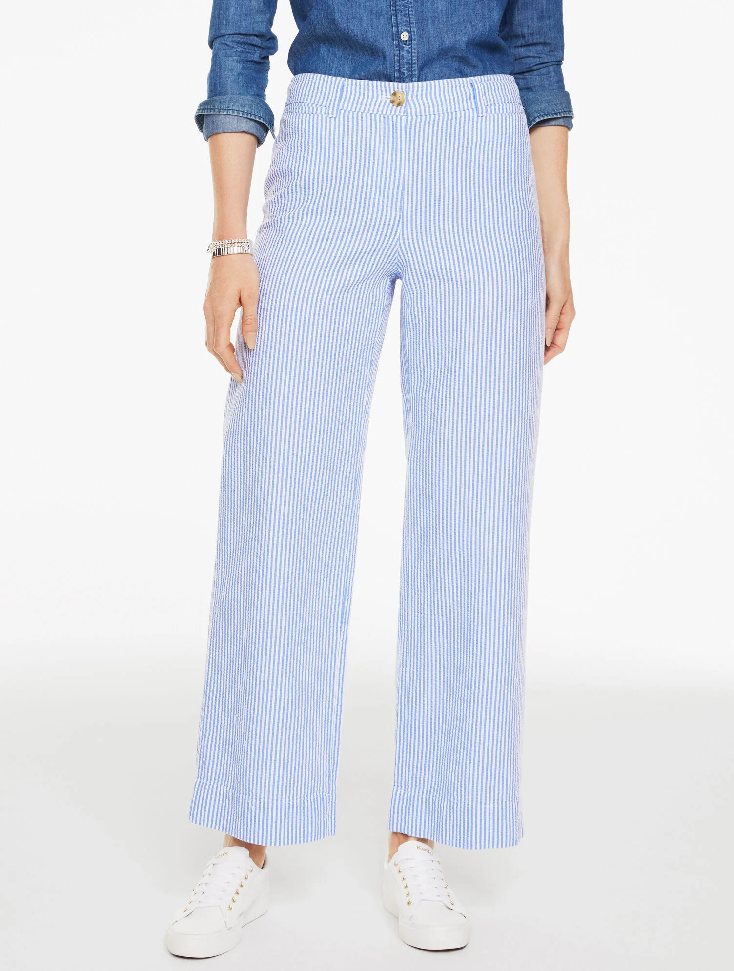 Seersucker Wide Ankle Pants | Talbots