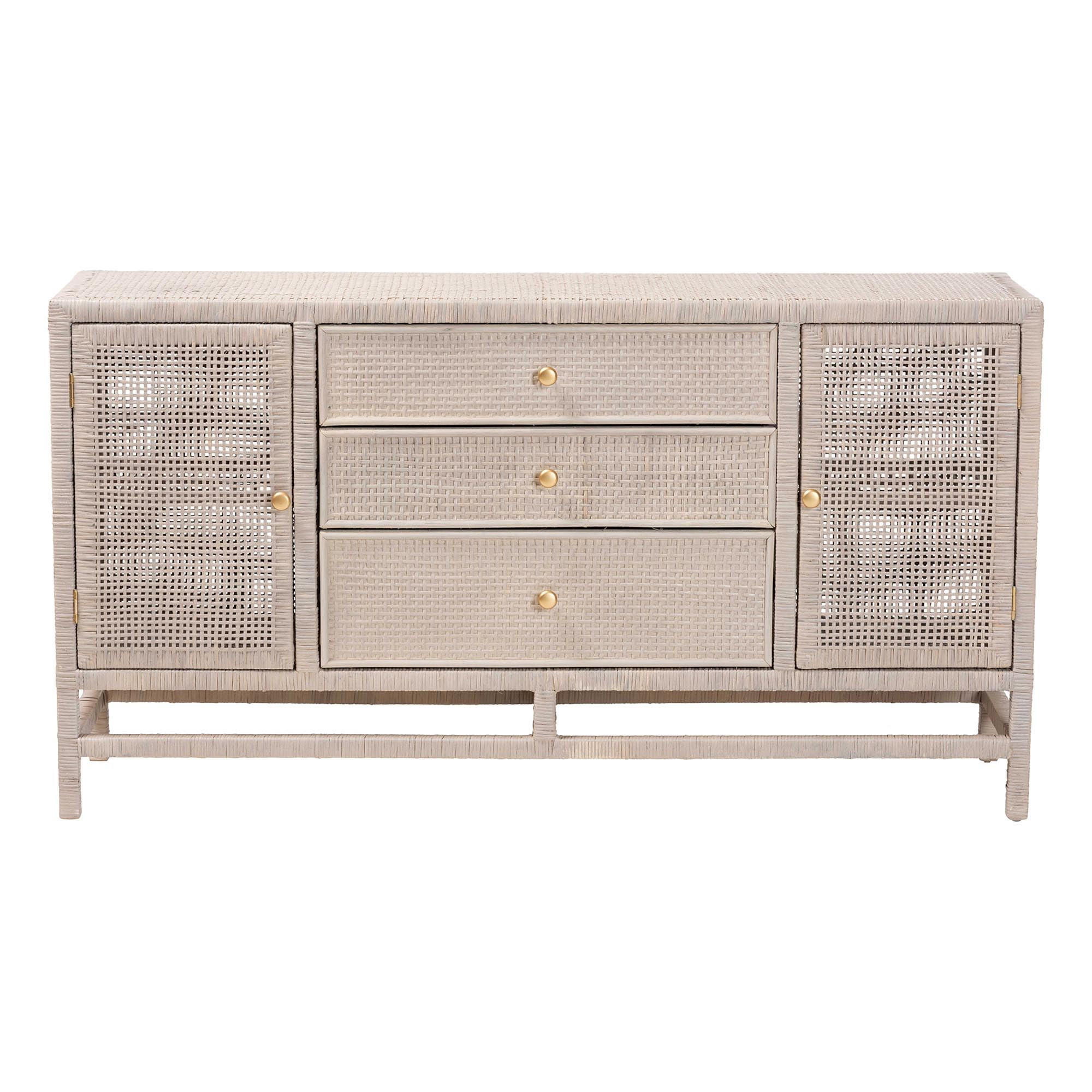 Bali & pari Vivan Natural Rattan Storage Cabinet - 3-Drawer Handwoven Wicker Accent Cabinet with ... | Amazon (US)