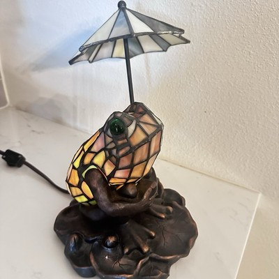 Vintage Stained Glass Frog Umbrella Lamp Art Glass Night Light Accent | eBay US