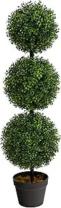 Nearly Natural 3ft. Artificial Triple Ball Boxwood Topiary Tree (Indoor/Outdoor) T2021, Green | Amazon (US)
