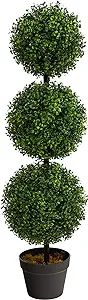 Nearly Natural 3ft. Artificial Triple Ball Boxwood Topiary Tree (Indoor/Outdoor) T2021, Green | Amazon (US)