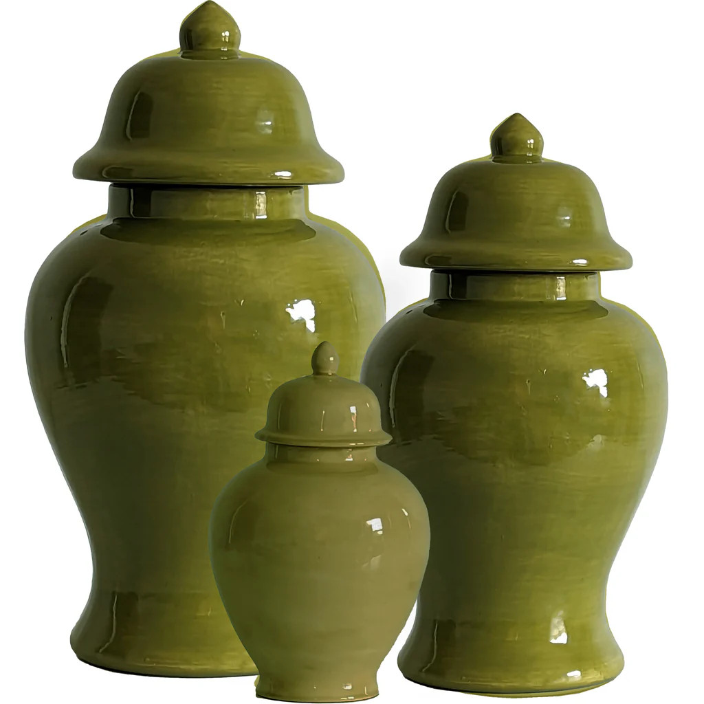 Moss Green Ginger Jars | Lo Home by Lauren Haskell Designs