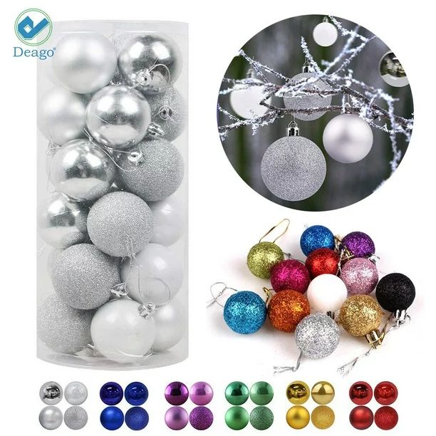 Deago 24Pcs Christmas Ball Ornaments Small Shatterproof Xmas Tree Decoration Balls with Hanging H... | Walmart (US)