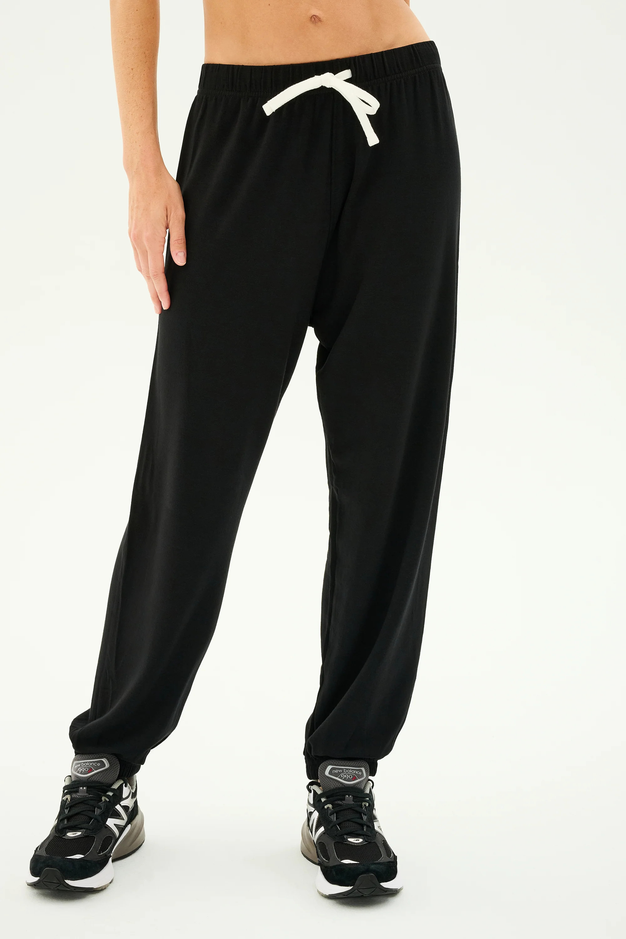Andie Oversized Fleece Sweatpant - Black | SPLITS59 | Splits59.com