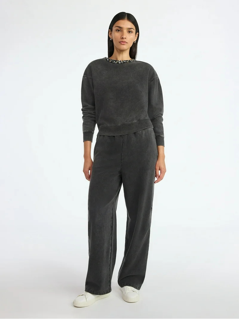 Scoop Women’s Mineral Washed Barrel Sweatpants, Sizes XS-XXL | Walmart (US)
