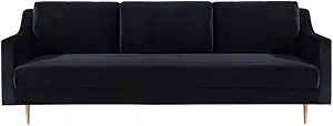 TOV Furniture The Milan Collection Modern Velvet Upholstered Living Room Sofa, Black | Amazon (US)