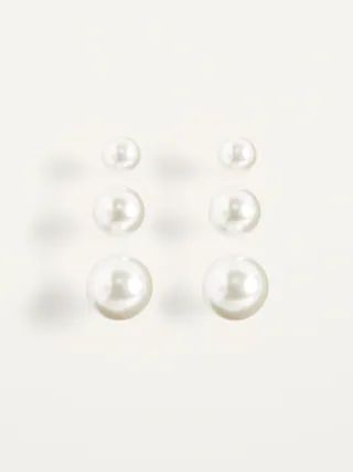 Faux-Pearl Stud Earrings 3-Pack for Women | Old Navy (US)