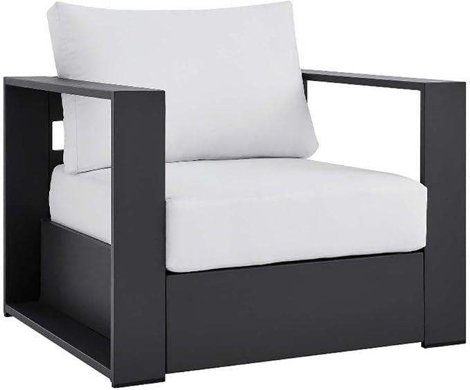 Modway Tahoe Aluminum Outdoor Patio Armchair in Gray White | Amazon (US)