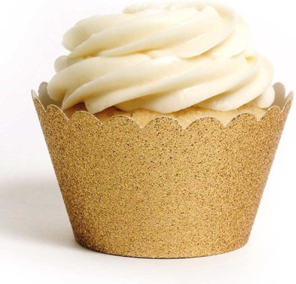 Dress My Cupcake Gold Glitter Cupcake Wrappers, Set of 50 Cupcake Containers, Glitter Cupcake Hol... | Amazon (US)