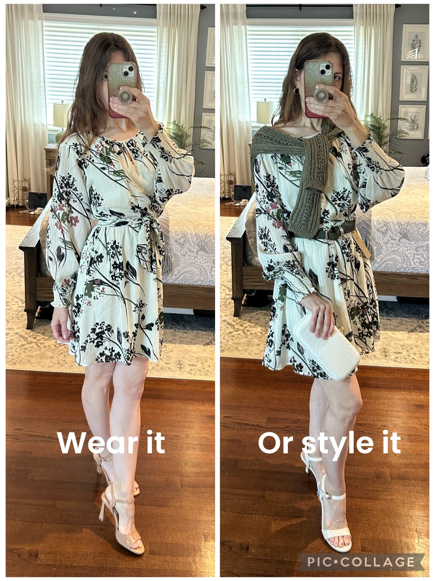 It looks great either way, but it’s fun to style a piece and add your own flair. 

Exact items linked when possible. 

•Dress - by London Fog at Nordstrom Rack. Wearing size xs
•Belt by @Steve Madden US @Macys (similar items linked)
•Nude shoes by Vince Camuto @DSW 
•Off white shoes by Aerosoles
•Green sweater by And Now This @Macys 

Spring outfits 2026
Spring dresses

#LTKSeasonal #LTKOver40