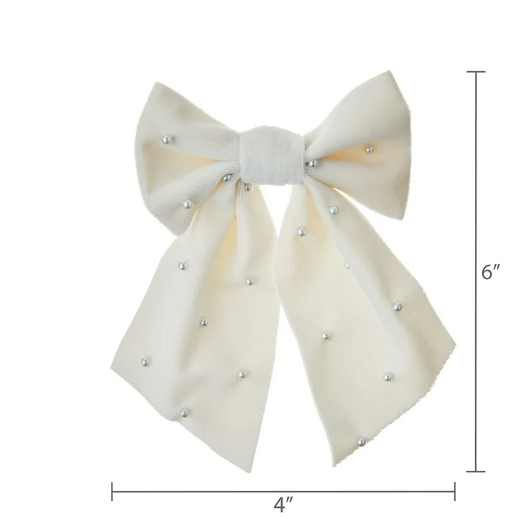Ivory Pearl Beaded Decorative Bow, 6", 2 Count, by My Texas House | Walmart (US)