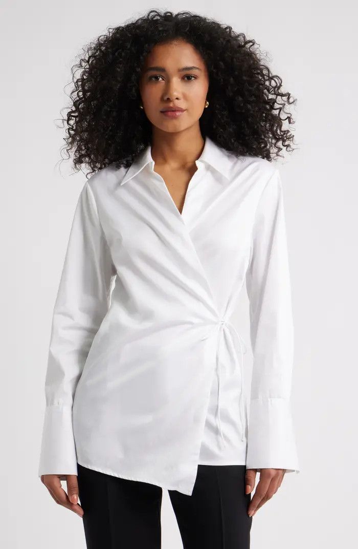 Asymmetric Cotton Poplin Wrap Shirt | Nordstrom