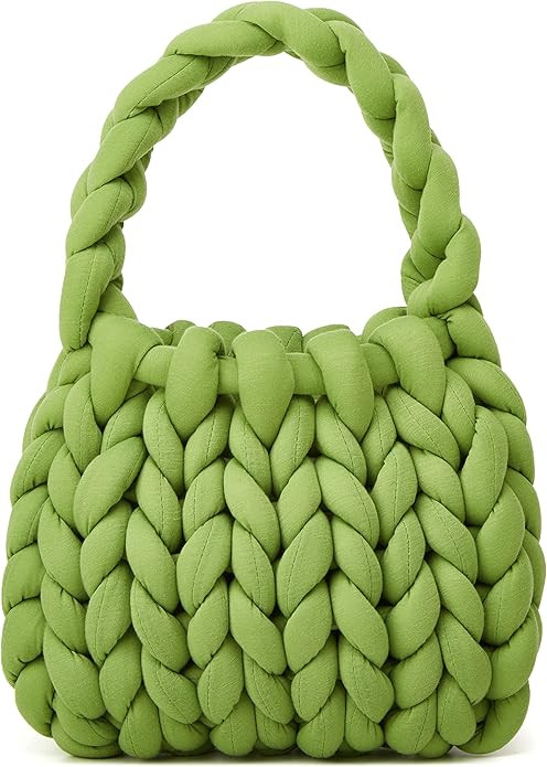 Women's Knit Clutch Bag Handmade Woven Polyeater Knit Satchel Purse Handbag Shoulder Solid Color ... | Amazon (US)