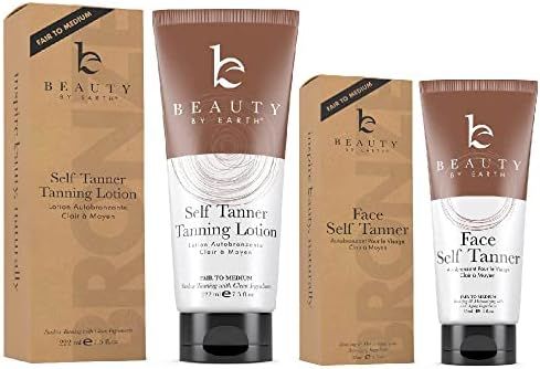 Self Tanner for Face and Body - With Organic Aloe Vera & Shea Butter, Sunless Tanning Lotion and Bro | Amazon (US)