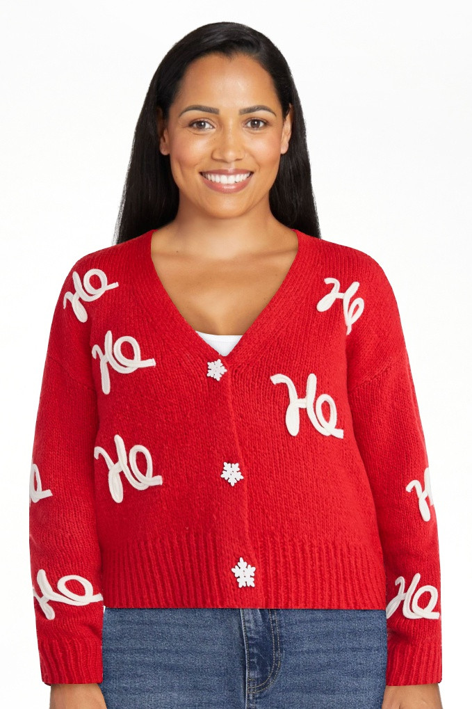 No Boundaries Embroidered Christmas Cardigan, Women's & Women's Plus | Walmart (US)