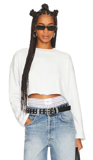 Sandra Crew Neck Top in Light Heather Grey | Revolve Clothing (Global)