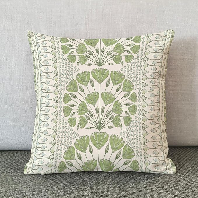 MangGou Cairo Green and White Floral Chinoiserie Style Pillow Case Euro Sham Pillow Cover Asian C... | Amazon (US)