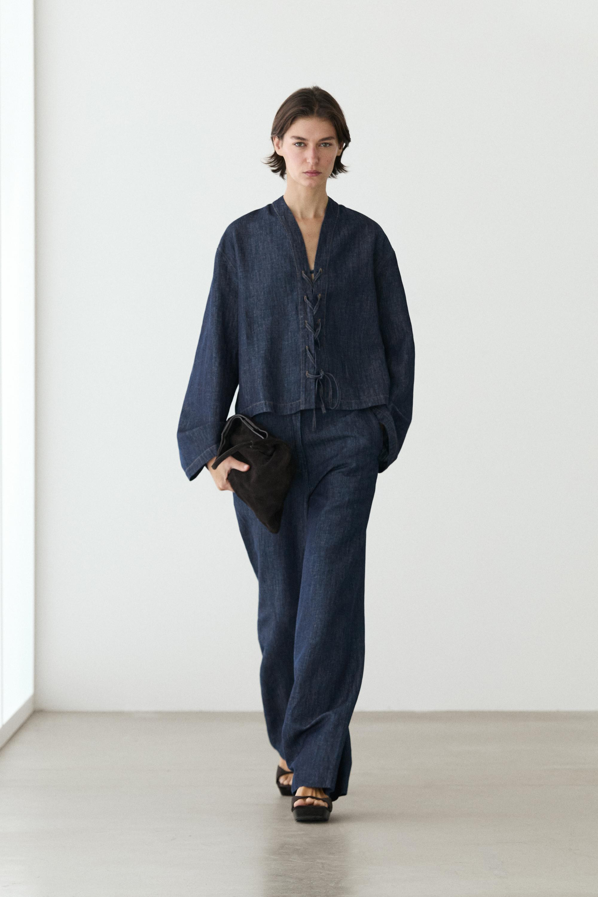 Total look linen blend denim shirt | Massimo Dutti UK