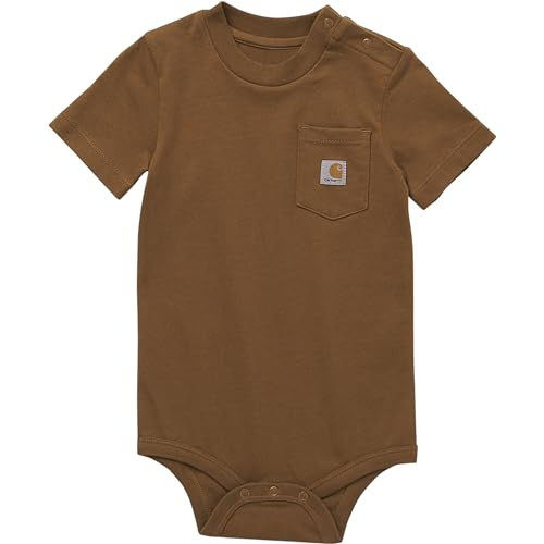 Carhartt Baby Short-Sleeve Bodysuit Pocket T-Shirt Onesie, Classic Brown, 12M | Amazon (US)