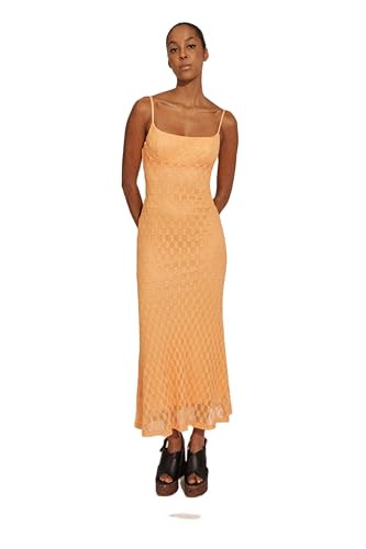 BARDOT Adoni Mesh Midi Dress for Women - Orange Sorbet Slip Style, Flower Motifs, Adjustable Straps, Retro Summer Party Dress | Amazon (US)