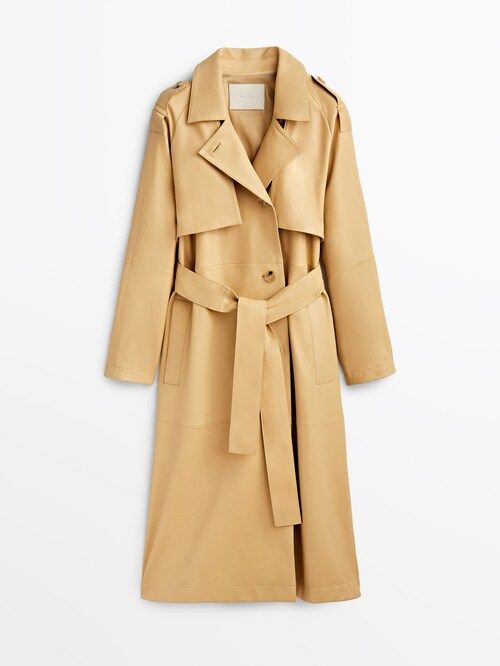 Nappa leather trench coat with belt | Massimo Dutti (US)
