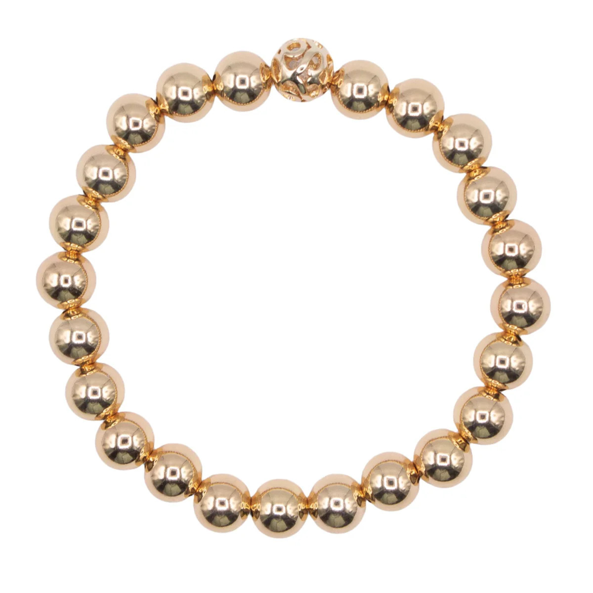 8mm 14k Yellow Gold Filled Smooth Beaded Bracelet | Sparkl