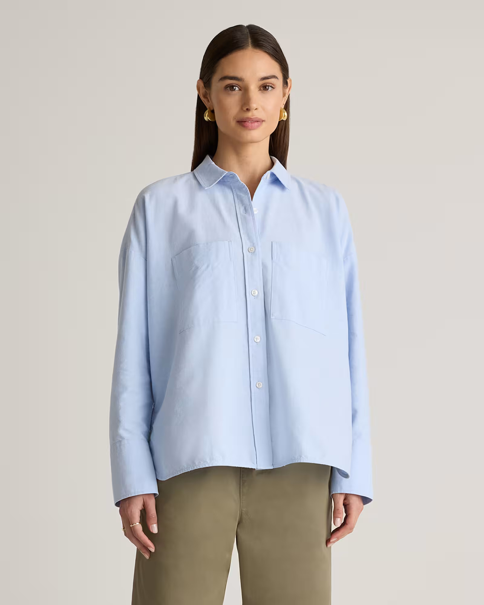 Organic Cotton Boxy Cropped Oxford Shirt | Quince