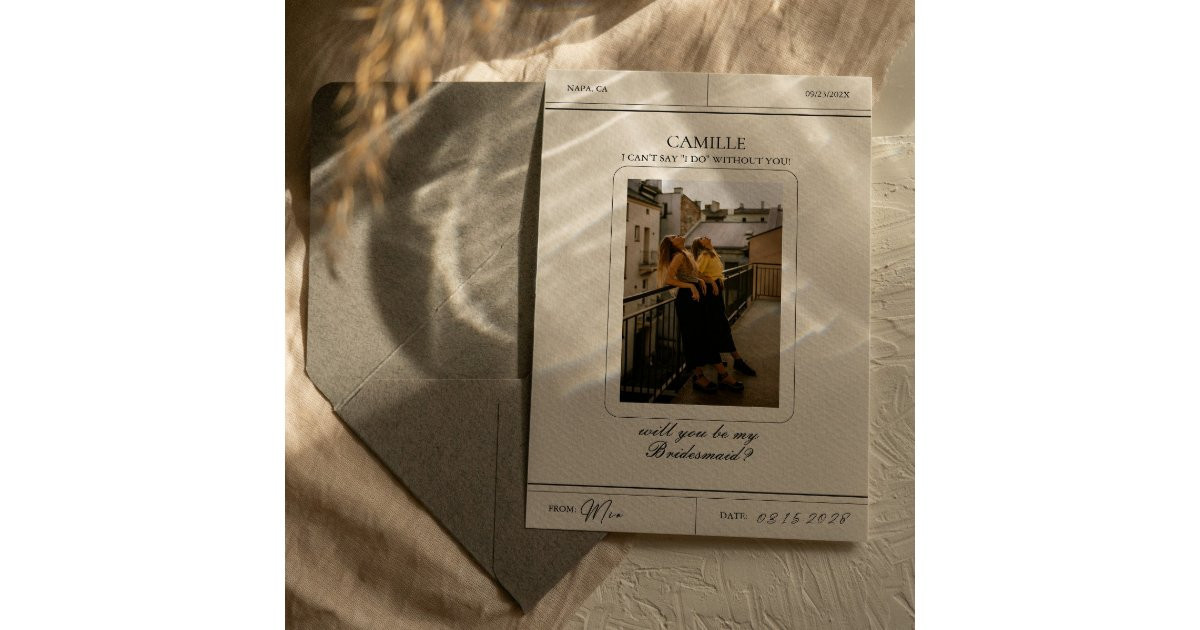 Elegant Vintage Photo Bridesmaid Proposal Card | Zazzle | Zazzle